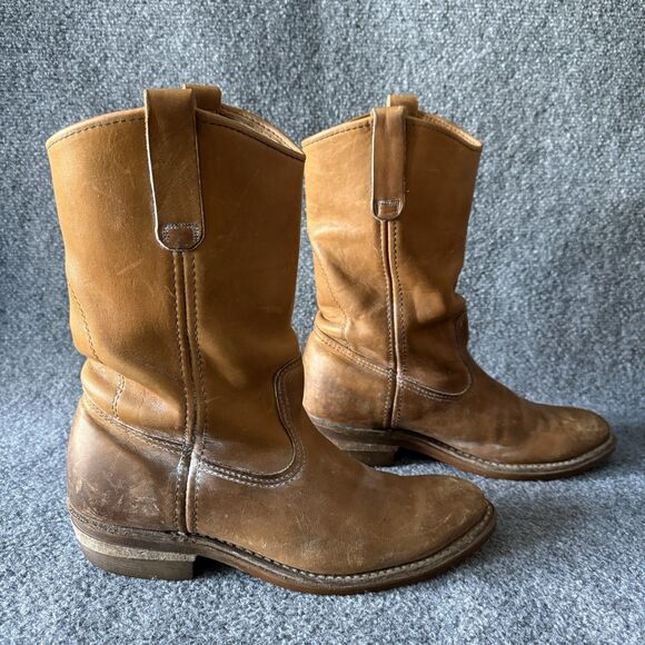 Rare VTG 90s Red Wing Pecos Roper Boots Men’s 8.5B Brown Leather Work Cowboy USA main image 5